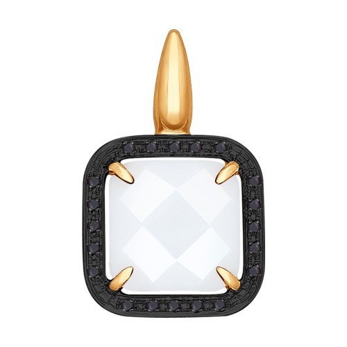 Подвеска из золота с чёрными бриллиантами и керамической вставкой