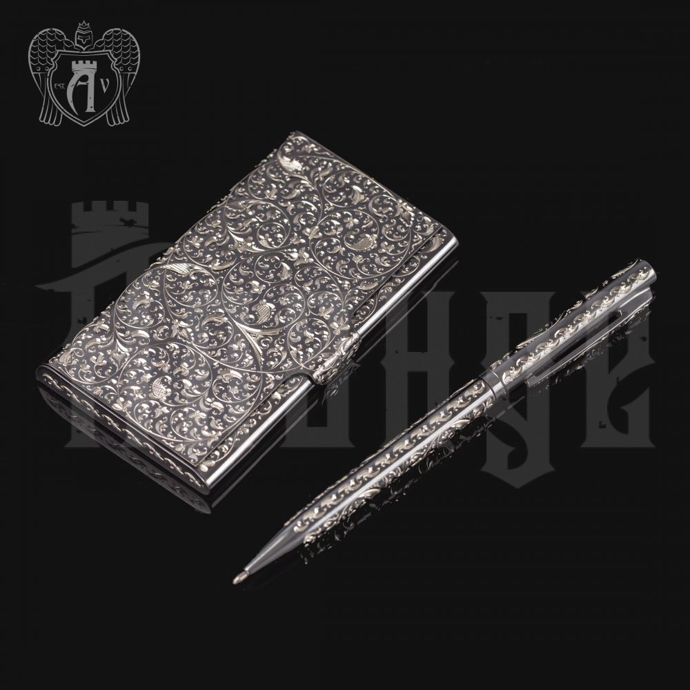 Визитница серебряная и ручка «Excelsior» Апанде, 111003212