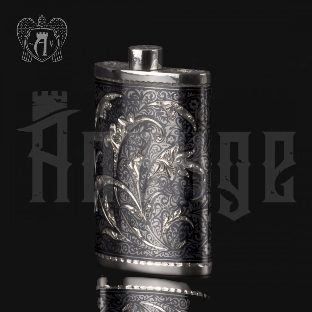 Серебряная фляжка маленькая «Ворон»  Апанде, 72000193