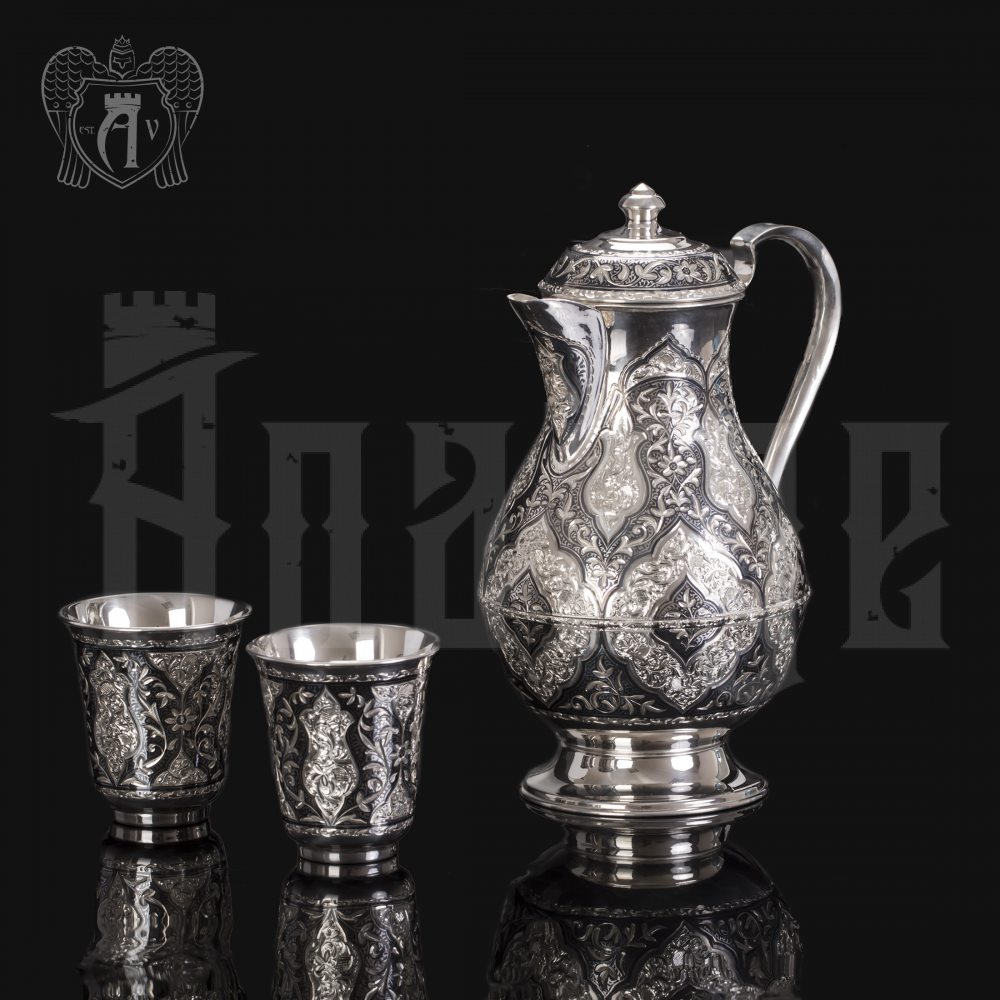 Набор для воды кувшин и два стакана из серебра «Марокко» Апанде, 11100692