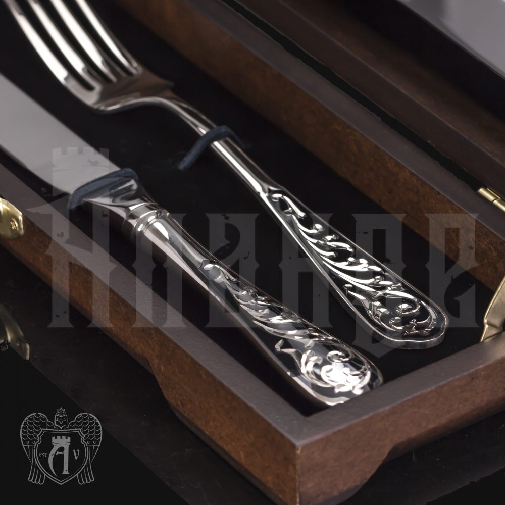 Набор из серебра 925 пробы ножи и вилки на 2 персоны «Виноградная лоза» 4 предмета Апанде, 1110002294