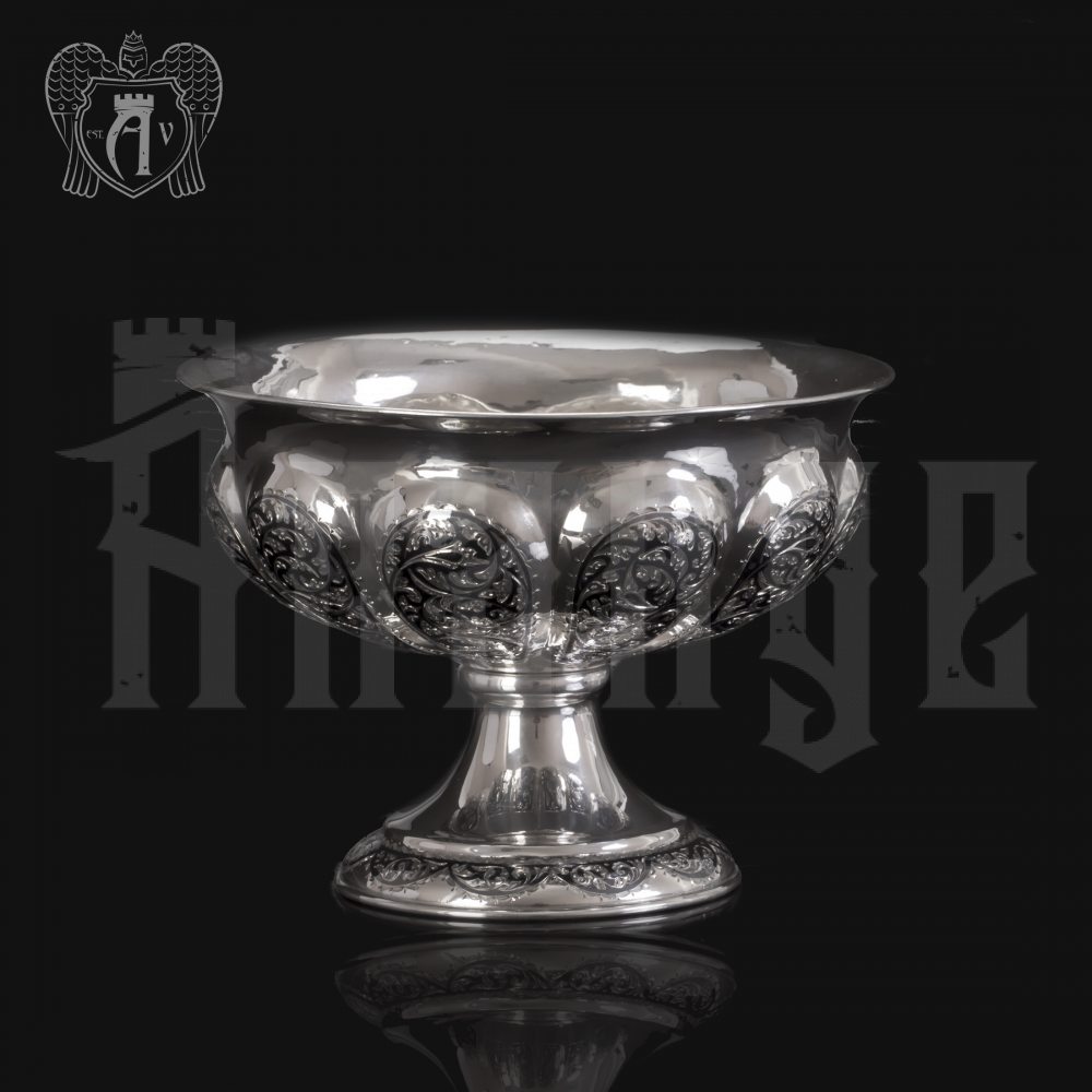 Серебряная ваза для фруктов и сладостей «Мимоза» Апанде, 520007