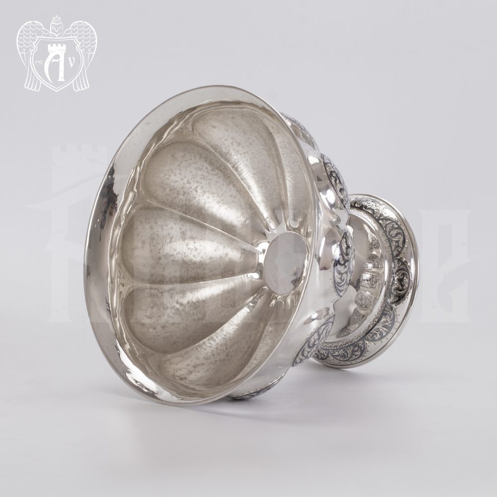 Серебряная ваза для фруктов и сладостей «Мимоза» Апанде, 520007