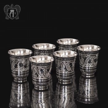 Набор стаканов из серебра 925 пробы  «Тюльпан»