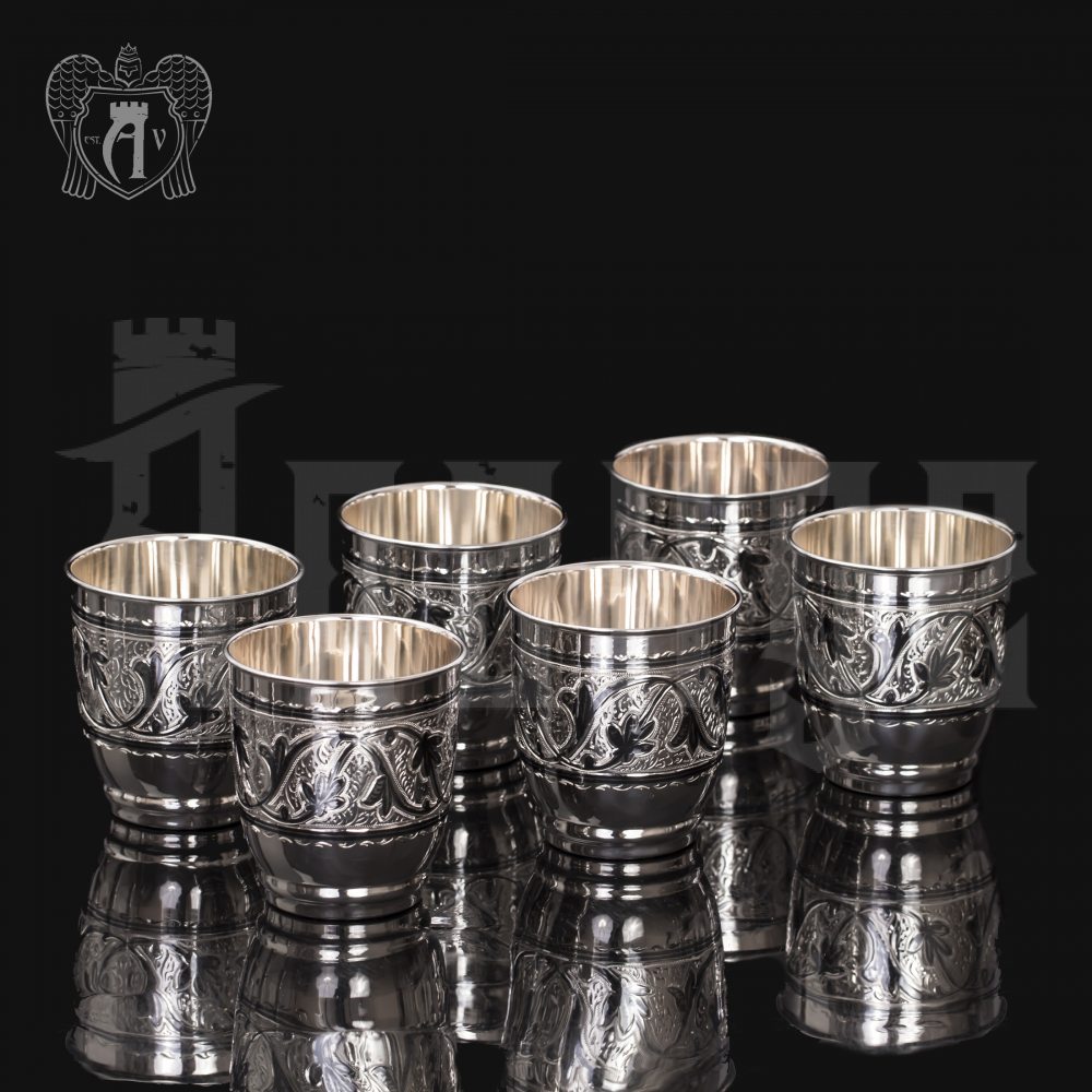 Набор  стаканов из серебра 925 пробы «Виноград» Апанде, 71000441