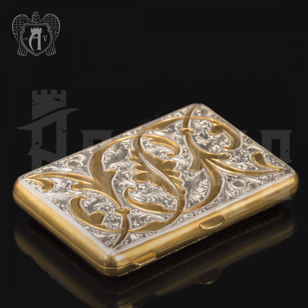 Серебряный портсигар с эмалью «Аристократ 2» Апанде, 53000195