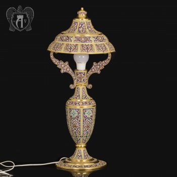 Лампа настольная «Царская» из серебра с позолотой и эмалью