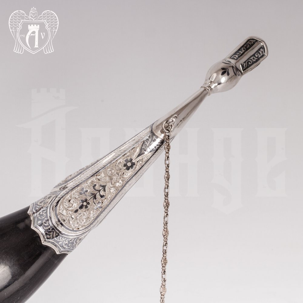 Большой рог для вина серебряный «Кунак» Апанде, 170003