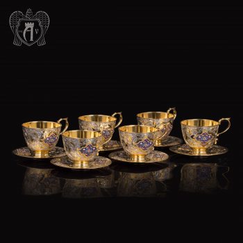 Чайные пары набор «Ричмонд» с эмалью 6  шт