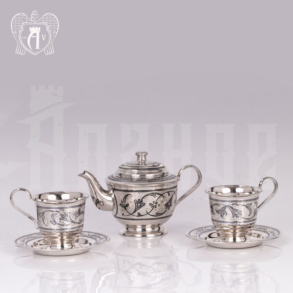 Набор чайный серебряный «Лоза» Апанде, 1110013538
