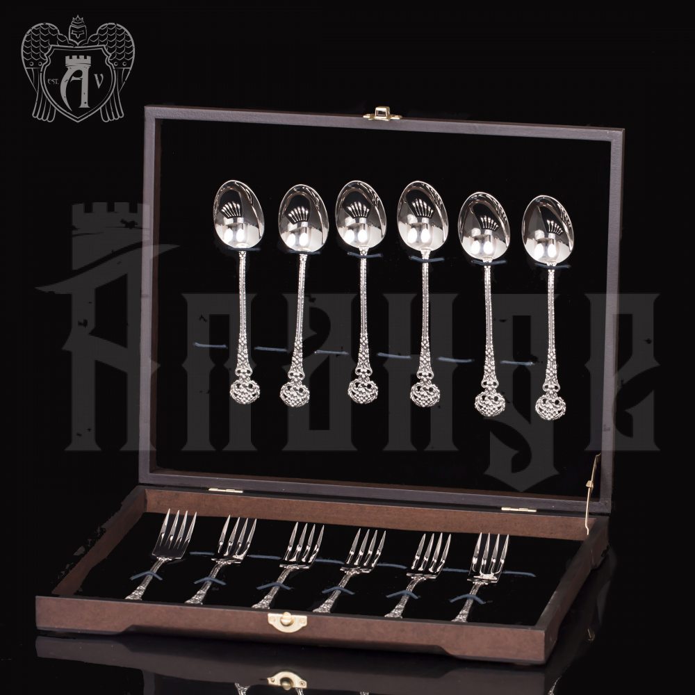Столовый набор из серебра на 6 персон «Винтаж» 12 предметов Апанде, 22000212-01
