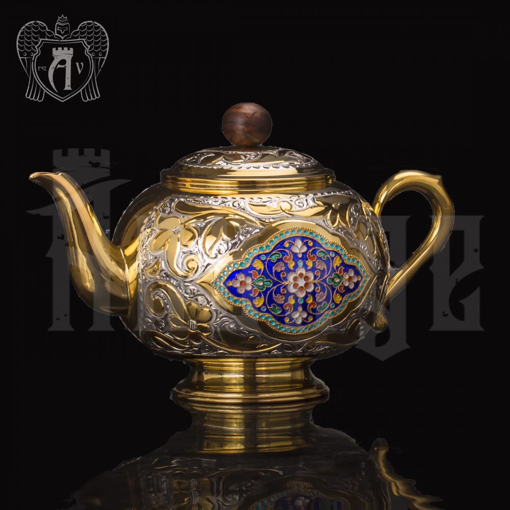 Заварочный чайник серебряный «Королевский» с золочением Апанде, 250006