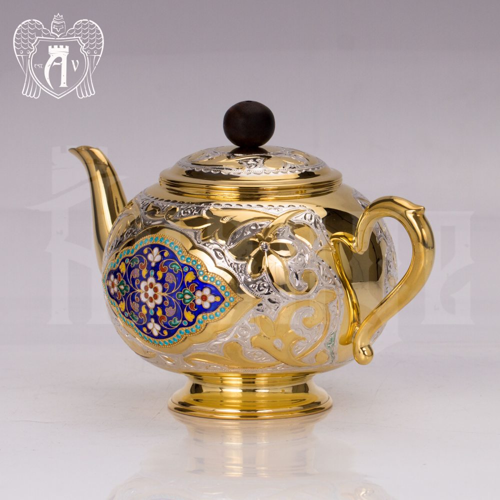 Заварочный чайник серебряный «Королевский» с золочением Апанде, 250006