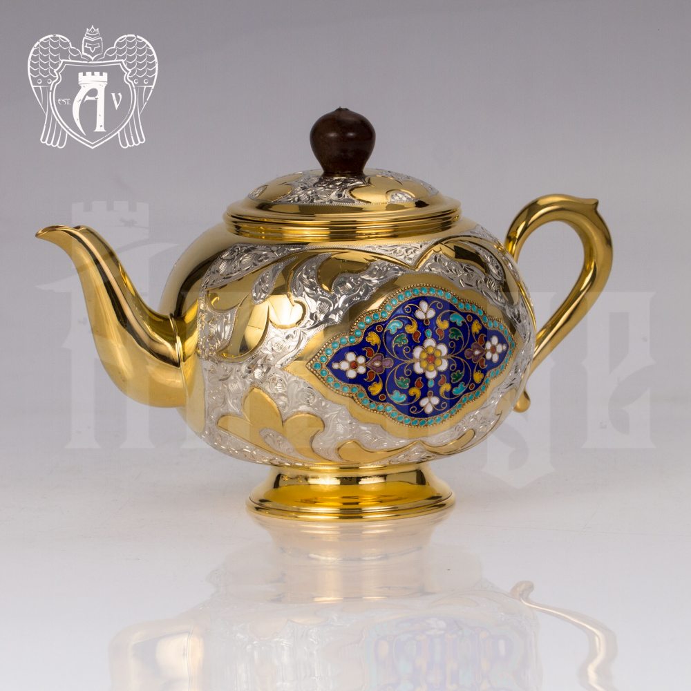 Серебряный сервиз чайный  с горячей эмалью  «Вермонт»  Апанде, 111049254