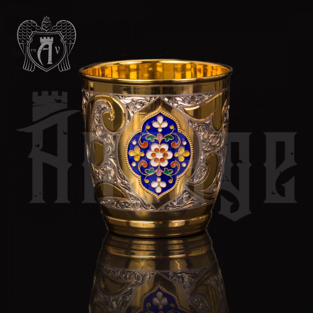 Серебряный стакан «Теодор» с золочением и эмалью Апанде, 7100058