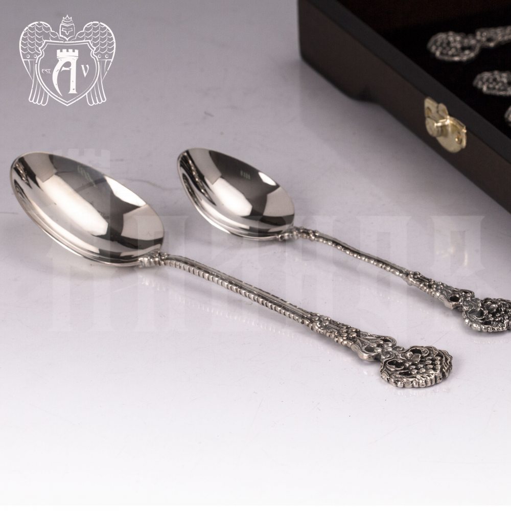Набор десертных ложек из серебра на 6 персон «Винтаж» 6 предметов Апанде, 22000229