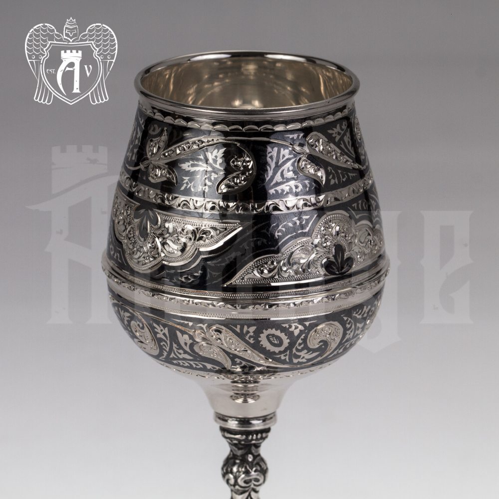 Серебряные фужеры «Король Артур» набор 6 шт Апанде, 3800403-30