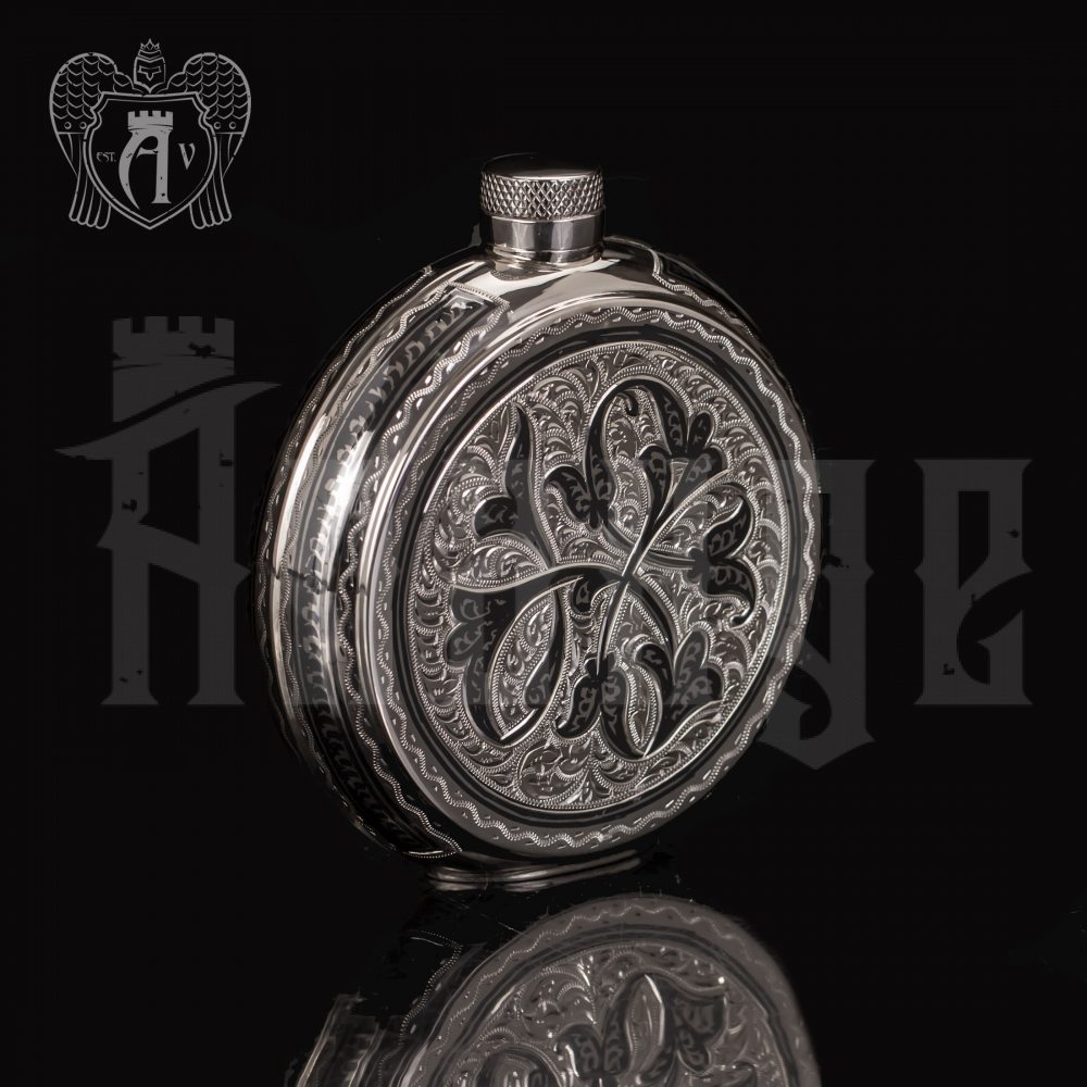 Серебряная фляжка круглая  «Норд»  Апанде, 720001103