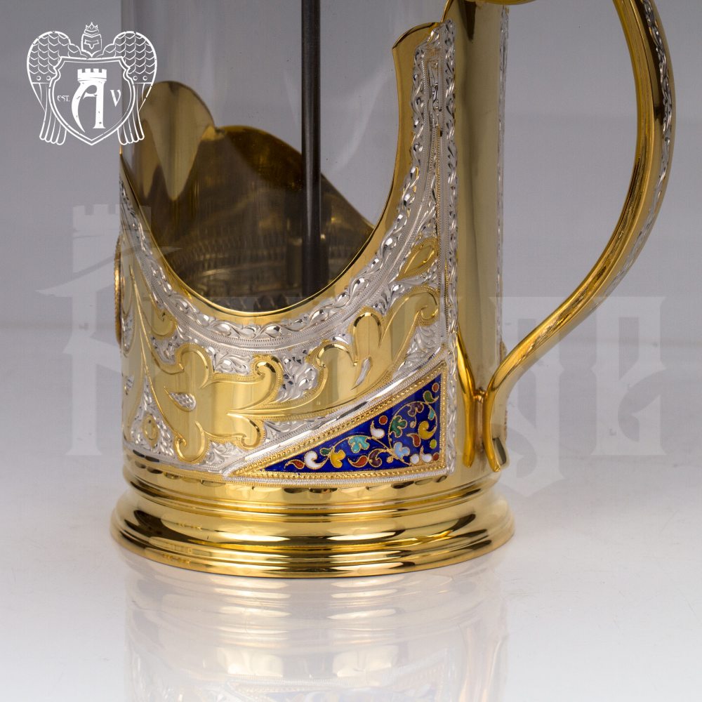 Серебряный френч-пресс с двумя подстаканниками  для чая «Султан»  Апанде, 111049254