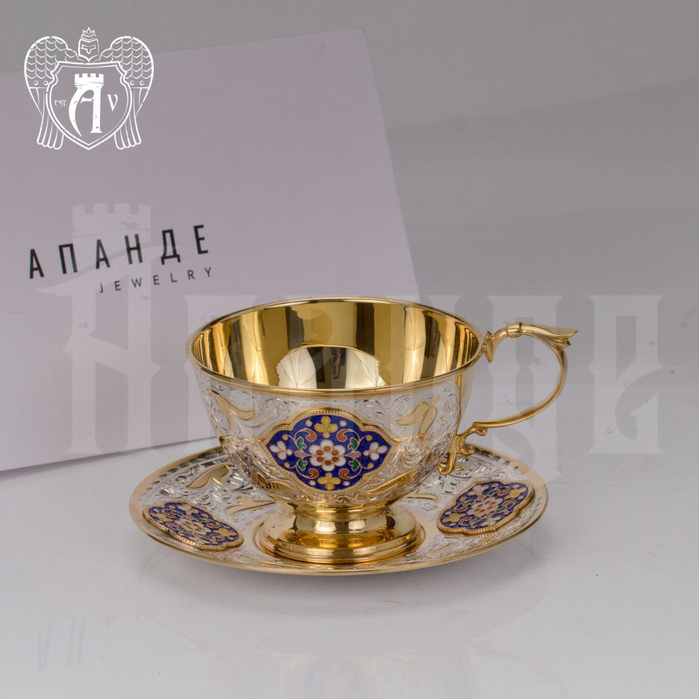 Серебряный сервиз чайный  с горячей эмалью  «Вальмонт»  Апанде, 111049249