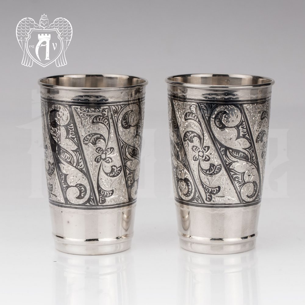 Серебряные стаканы «День и ночь» набор 2 шт Апанде, 71000415