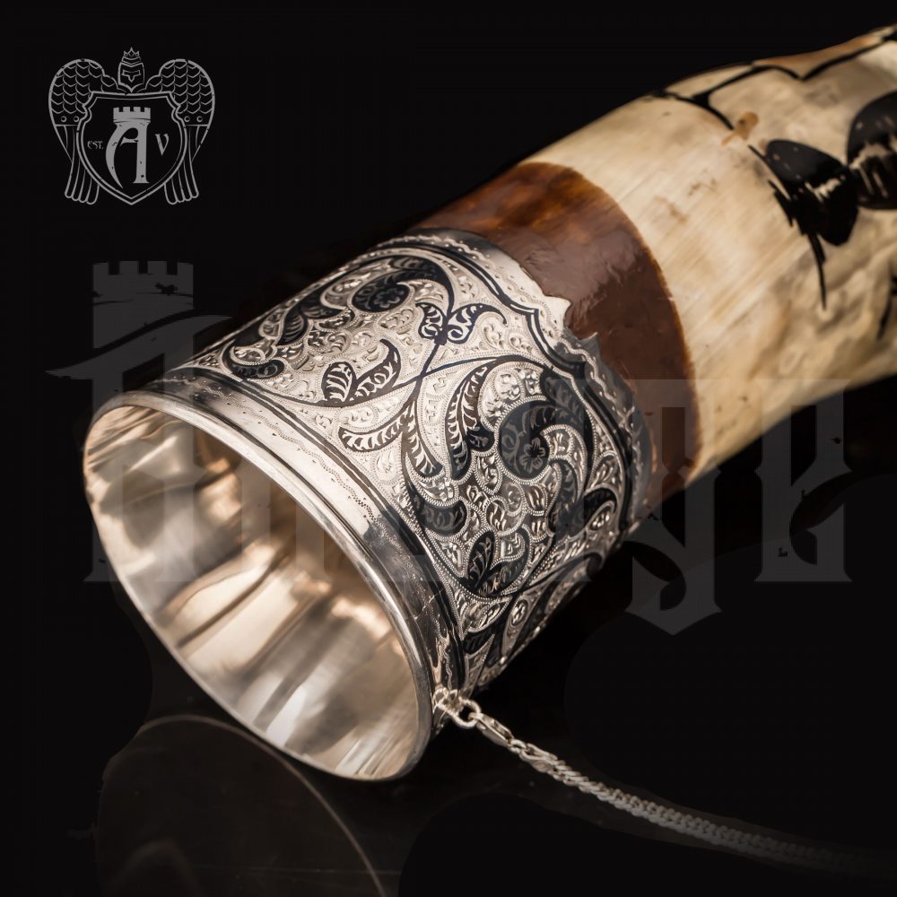 Большой рог для вина серебряный «Этнос» Апанде, 170004