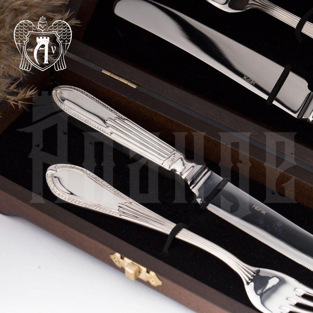 Набор из серебра 925 пробы ножи и вилки на 2 персоны «Элегант» 4 предмета