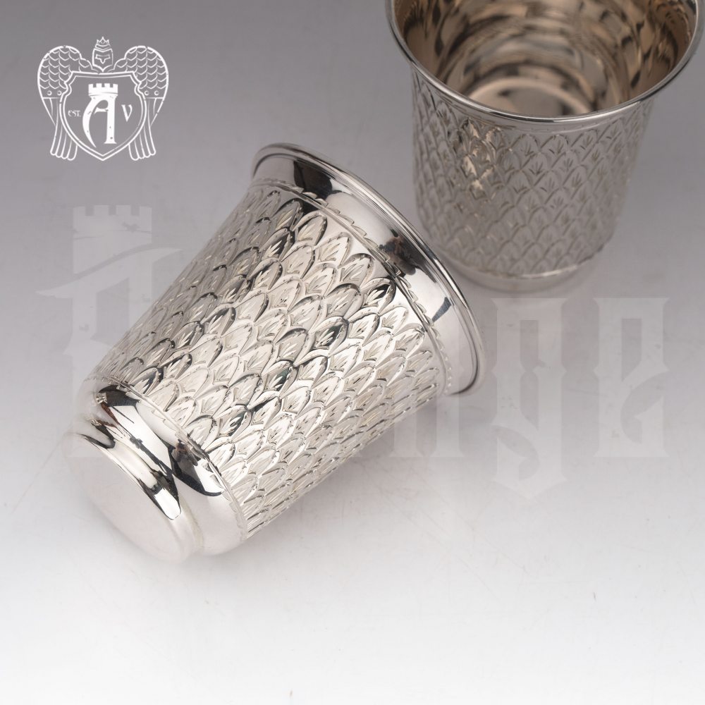 Серебряные стаканы «Елочка» без черни 2 шт