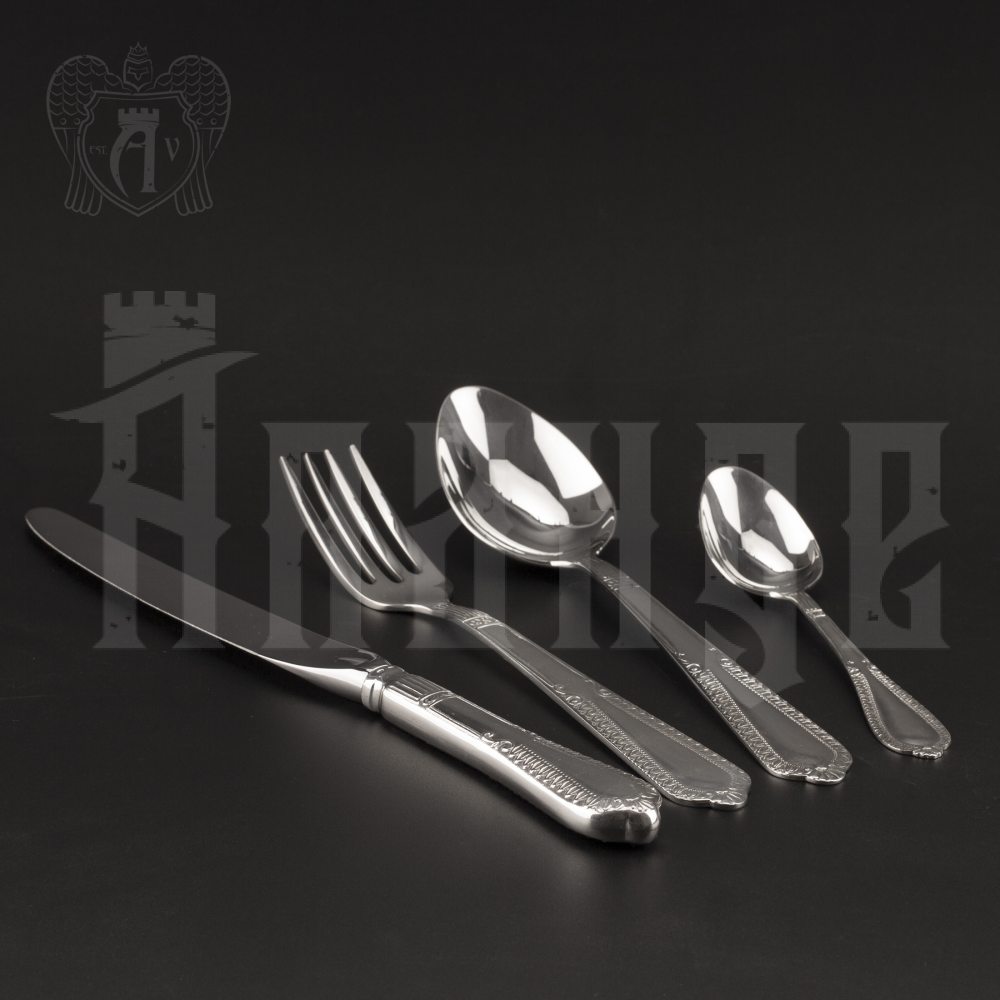 Столовый набор из серебра на 6 персон «Снежная королева» 24 предмета Апанде, 22000212-24