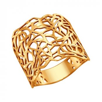 Широкое золотое кольцо с алмазной гранью