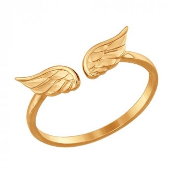 Тонкое золотое кольцо «Крылья»