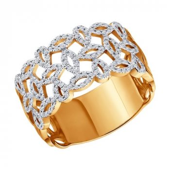 Широкое золотое кольцо c бриллиантами