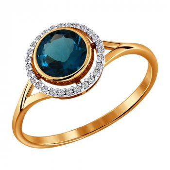Тонкое кольцо с топазом london blue