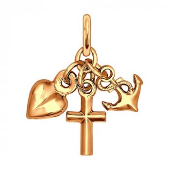 Подвеска из золота «Сердце и якорь»