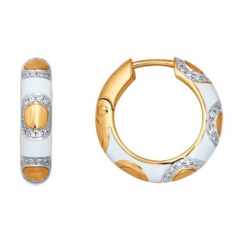 Серьги-кольца с эмалью и бриллиантами