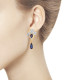 Серьги из золота с корундами сапфировыми (синт.) и фианитами 