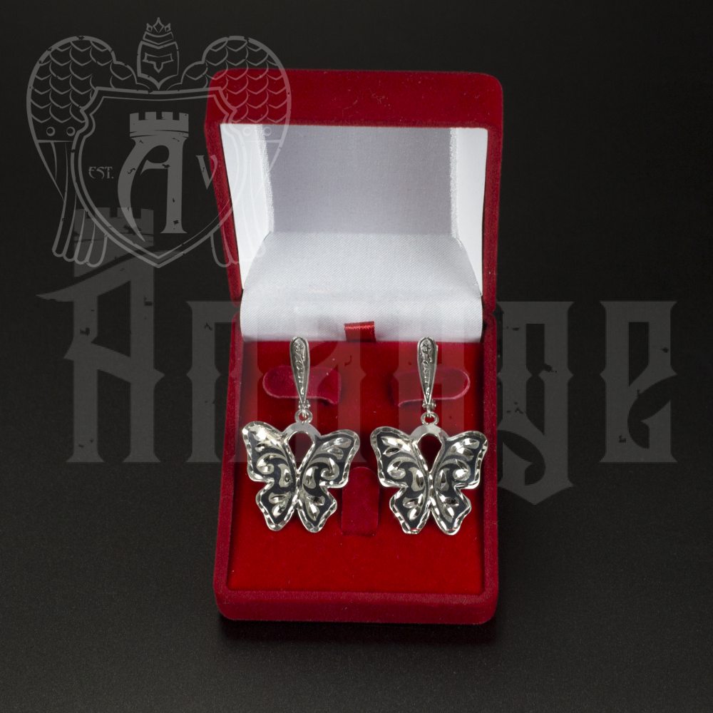 Серебряные серьги «Бабочки» Апанде, 80010002
