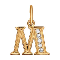 Подвеска-буква из золота с фианитами «Индивидуальность в каждом мгновении» 16113