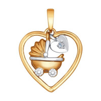 Подвеска из комбинированного золота с бриллиантом 14935