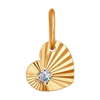 Подвеска из золота с алмазной гранью и фианитом 