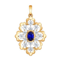 Золотая подвеска с бриллиантами и синтетическим сапфиром: Исключительное сияние в каждом моменте