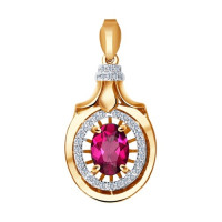 Подвеска из золота с бриллиантами и рубином Искры Нежности 11417