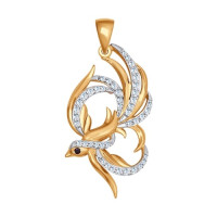 Золотая подвеска с чёрным фианитом 