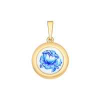 Золотая подвеска с финифтью 