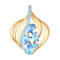 Сияние голубых драгоценностей: подвеска из золота с топазами и фианитами 14966