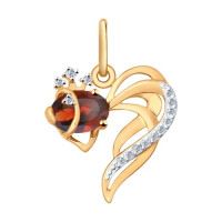 Подвеска из золота с гранатом и фианитами «Роскошь огненного камня»