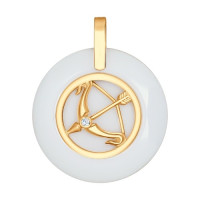 Элегантная подвеска из золота с керамической вставкой и фианитом 