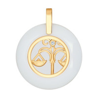 Золотая подвеска с керамической вставкой и фианитом 