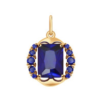 Золотая подвеска с синтетическими сапфирами 