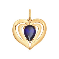 Золотая подвеска с синтетическим корундом сапфировым: Искристая элегантность из лучей света